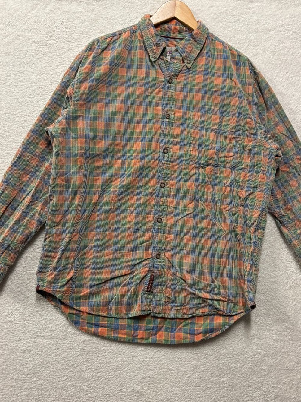 The Territory Ahead Corduroy Shirt Mens L Large Plaid Button Down Long Sleeve LS